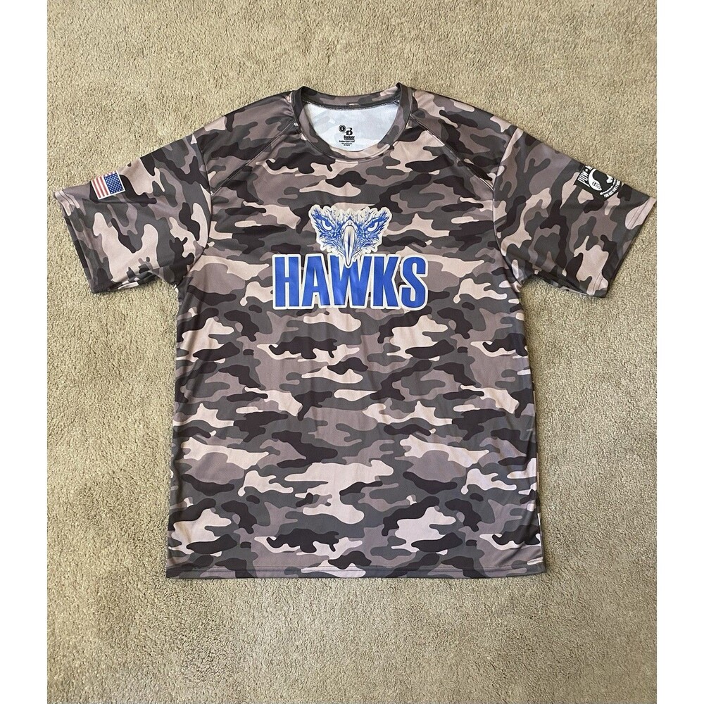 Badger Sport Camo Hawks Local Jersey Graphic T Streetwear Men’s Size